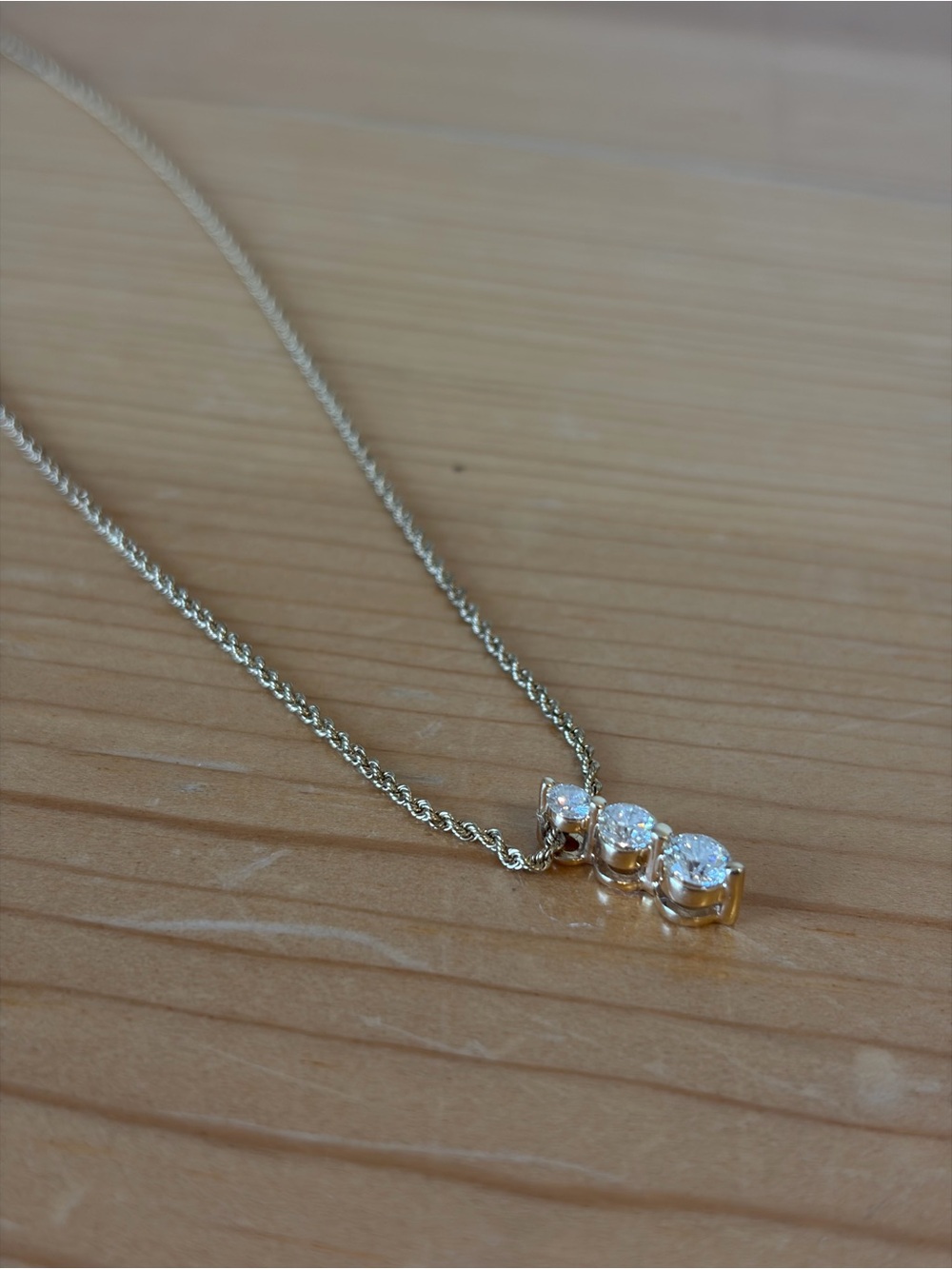 Vintage 14k Gold Diamond Pendant Necklace 12 Inch